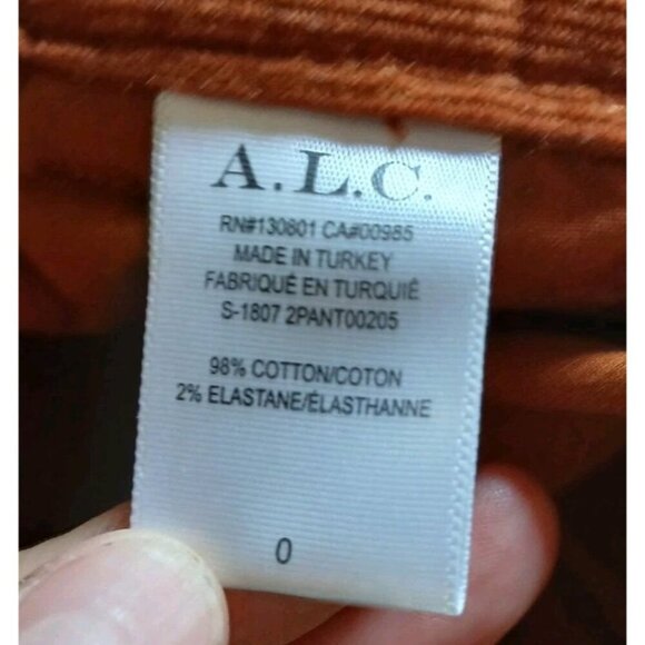 A.L.C. Javier Corduroy Pants Split Flare Leg Size 0 Rust Brown Fall Boho Western - Picture 8 of 11
